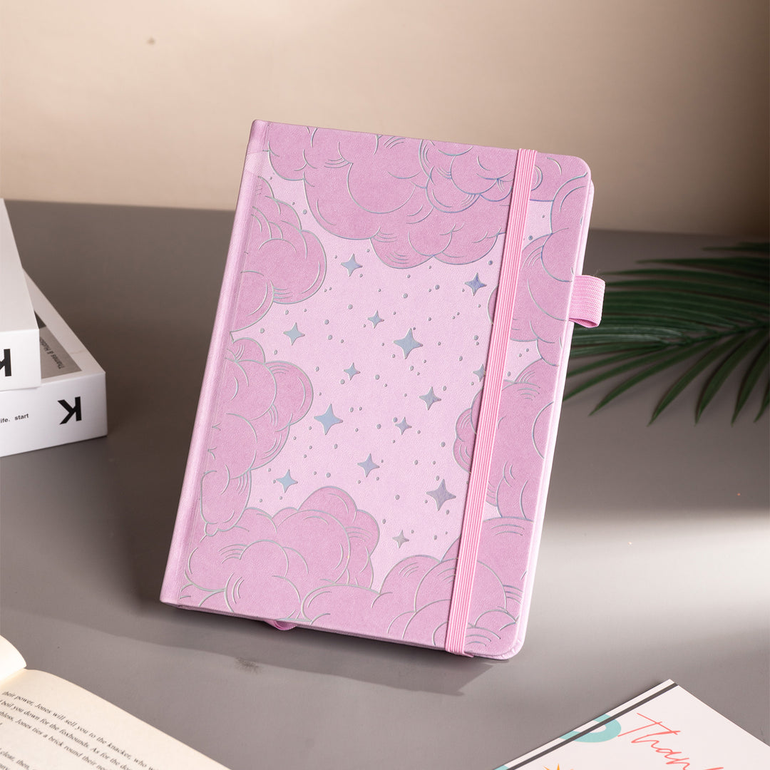 A5 Starry Sky Dot Grid Notebook - Pink Gold/Silver