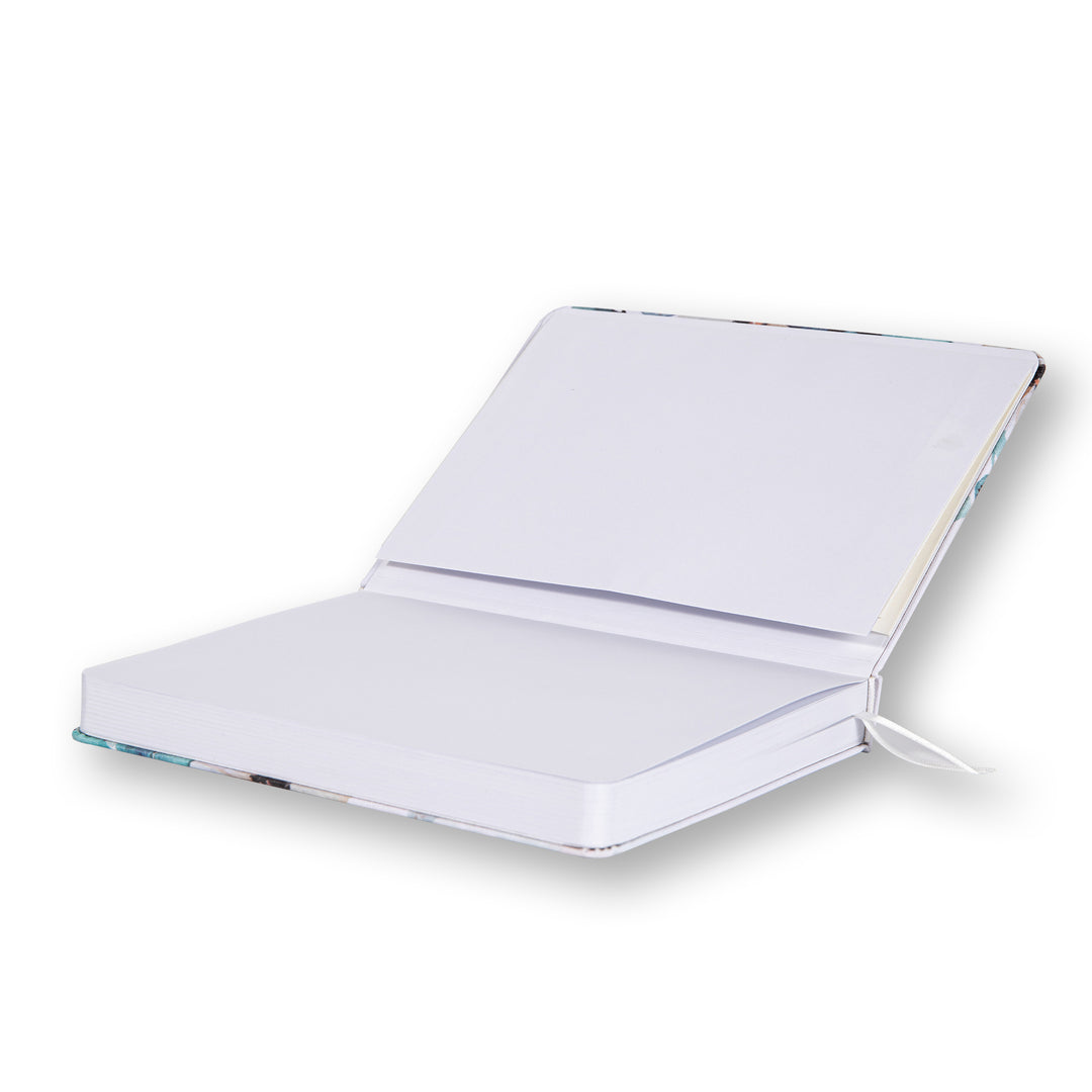 White Floral Dot Grid Notebook - A5