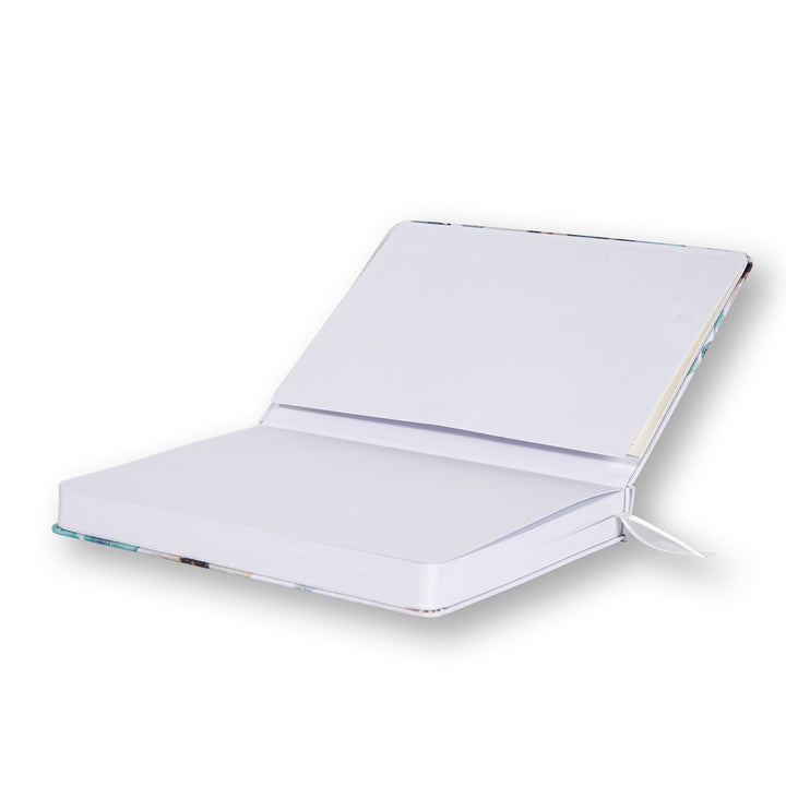 White Floral Dot Grid Notebook - A5