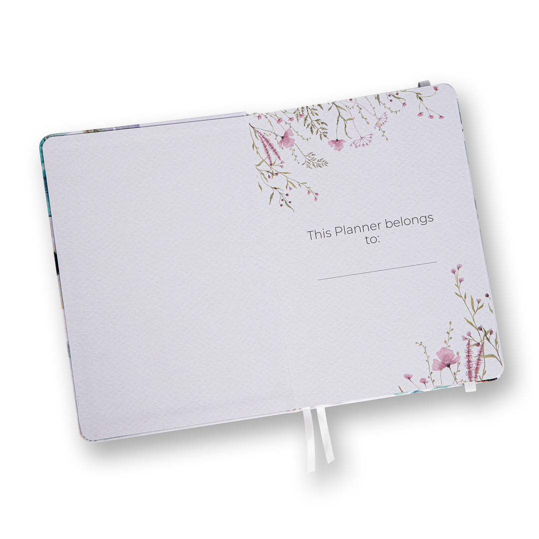White Floral Dot Grid Notebook - A5