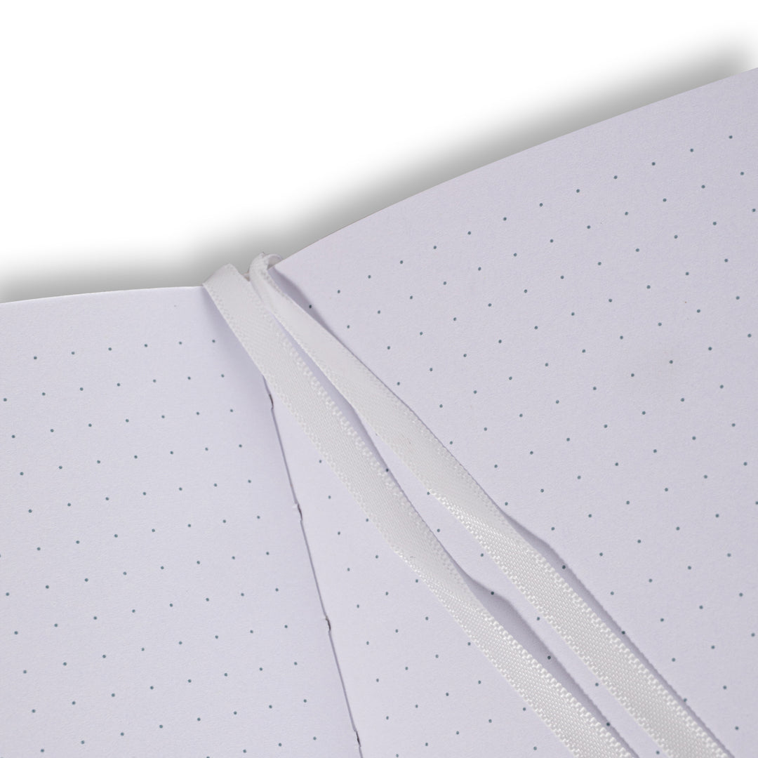 White Floral Dot Grid Notebook - A5
