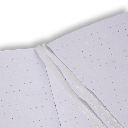 White Floral Dot Grid Notebook - A5