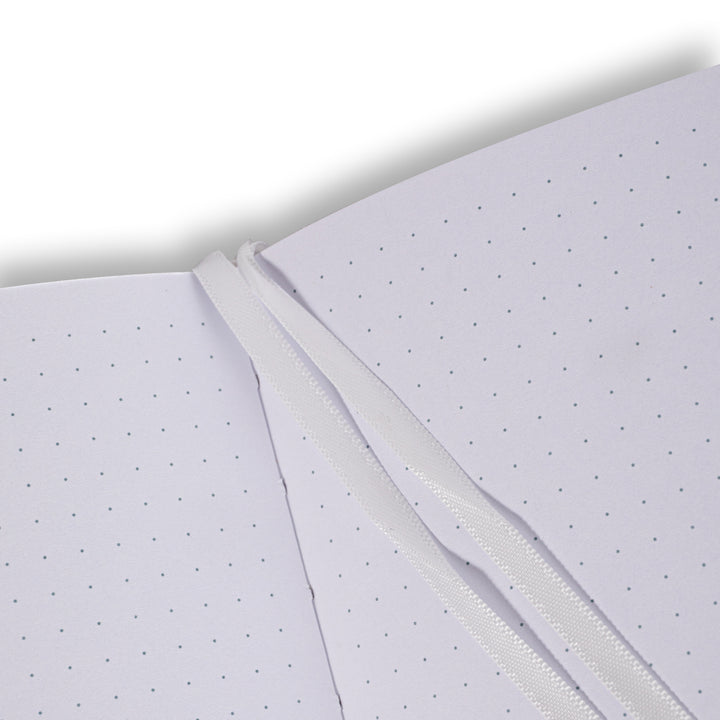 White Floral Dot Grid Notebook - A5