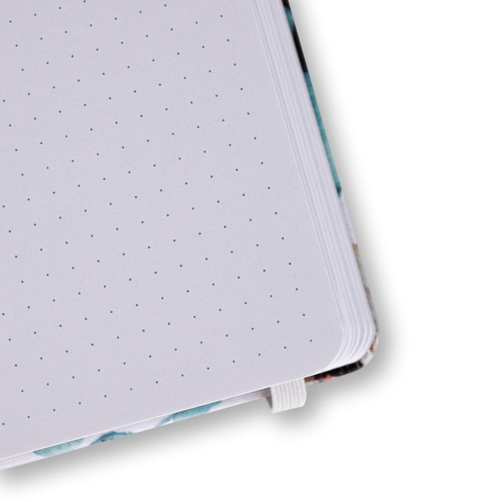 White Floral Dot Grid Notebook - A5