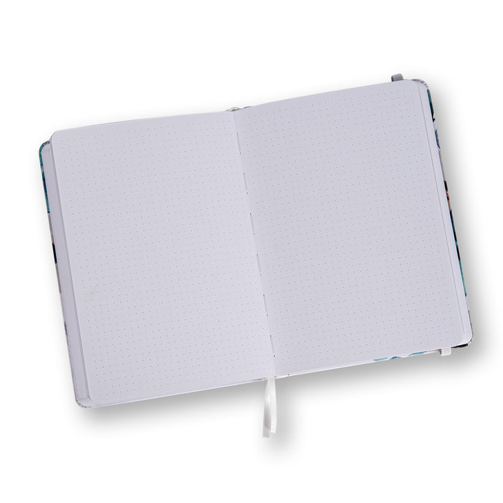 White Floral Dot Grid Notebook - A5