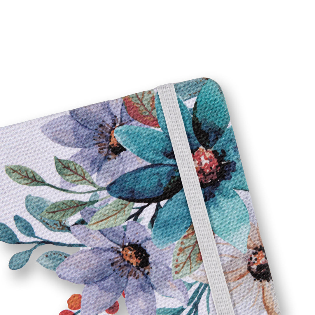 White Floral Dot Grid Notebook - A5