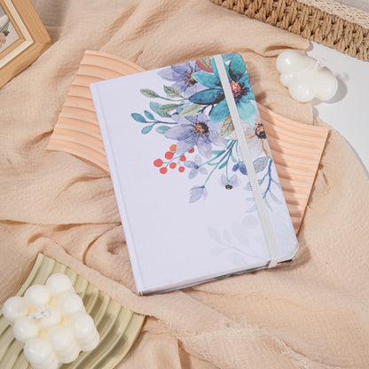 White Floral Dot Grid Notebook - A5
