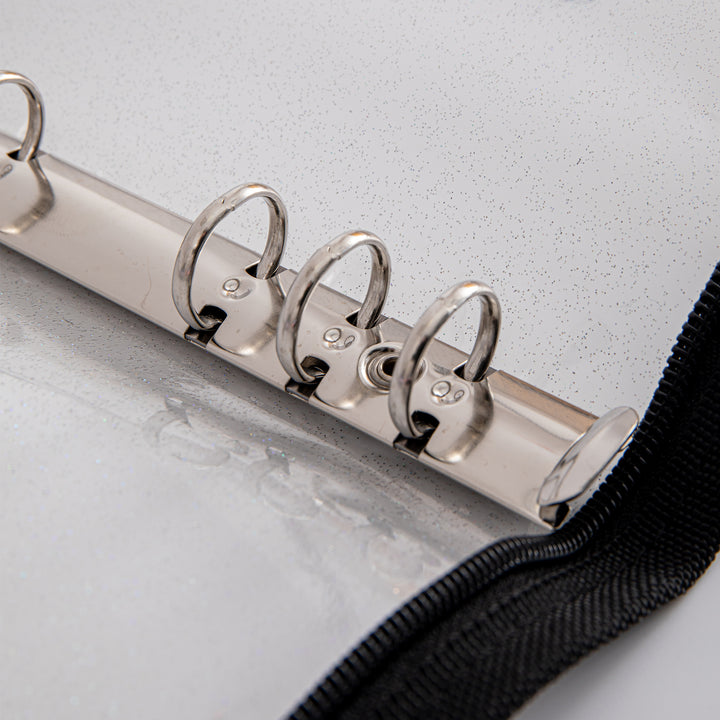 Glitter 6 Ring Binder Cover - A6 - Black