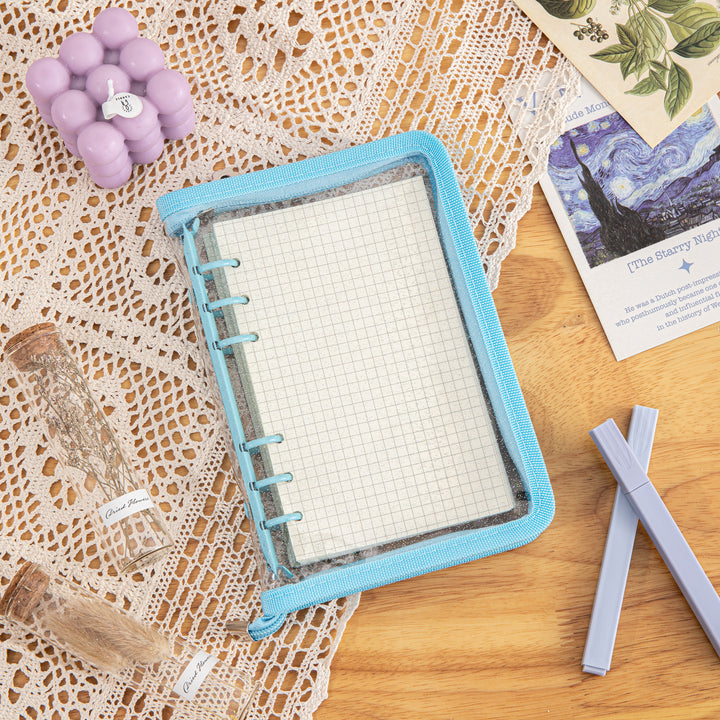 Glitter 6 Ring Binder Cover - A6 - Blue