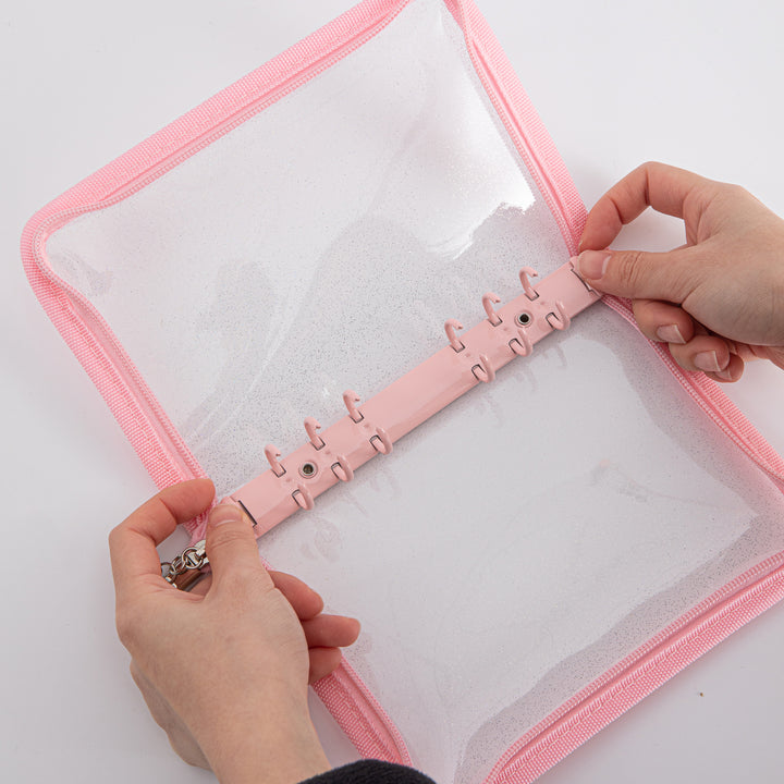 Glitter 6 Ring Binder Cover - A6 - Pink