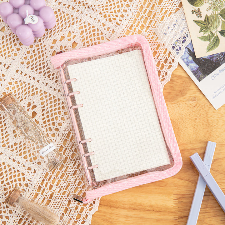 Glitter 6 Ring Binder Cover - A6 - Pink