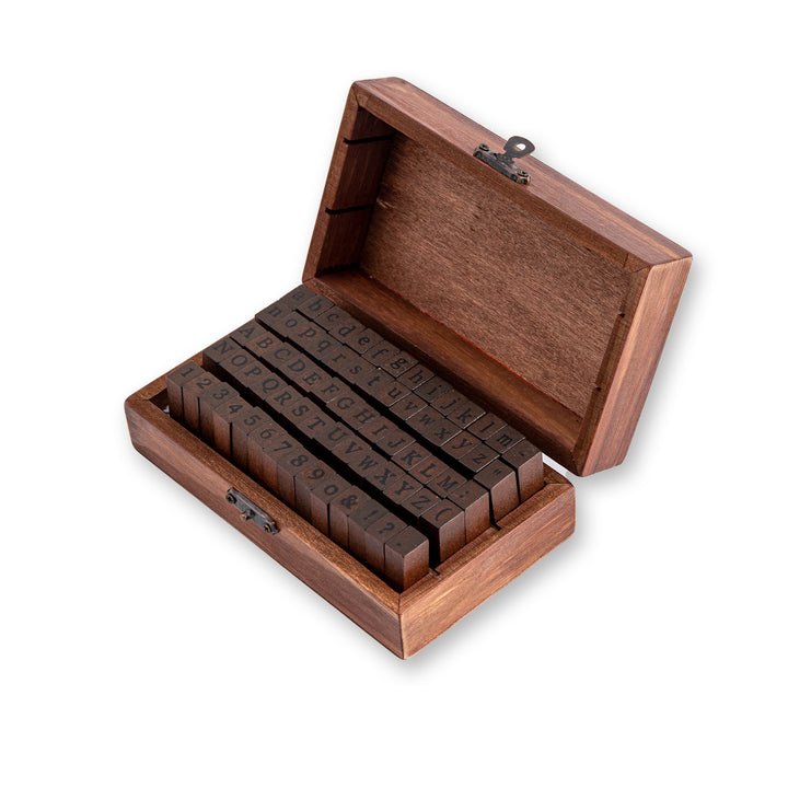 Alphabet & Number & Symbol Wooden Stamp - Set of 70