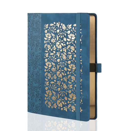 B5 Leaf & Texture Dot Grid Notebook - Blue