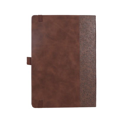 B5 Leaf & Texture Dot Grid Notebook - Deep Brown