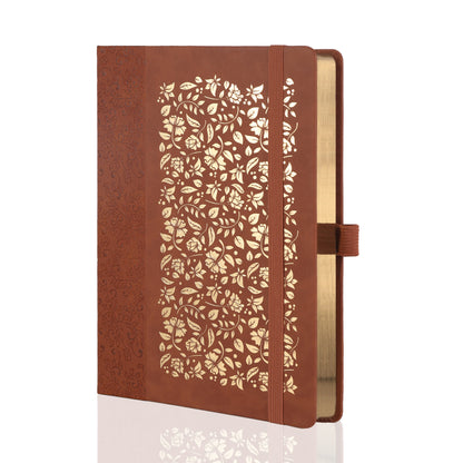 B5 Leaf & Texture Dot Grid Notebook - Light Brown