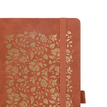 B5 Leaf & Texture Dot Grid Notebook - Light Brown