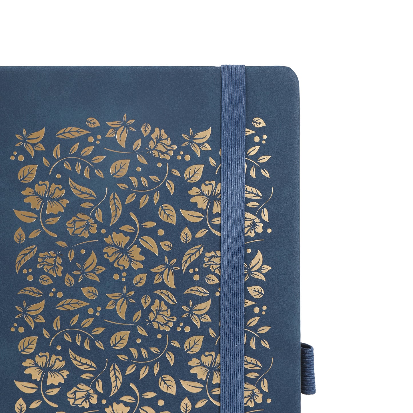 B5 Leaf & Texture Dot Grid Notebook - Navy