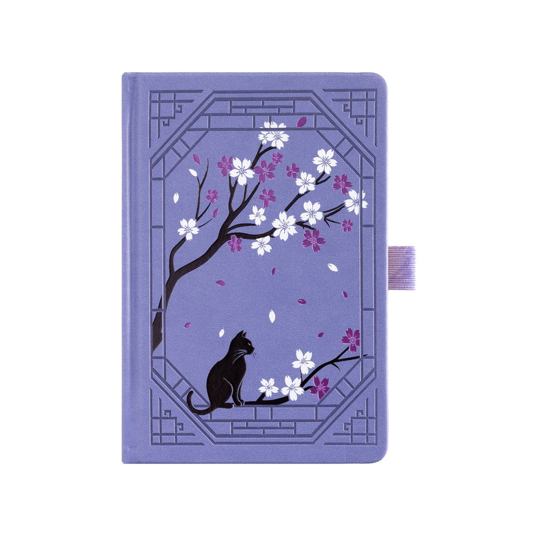 B6 Sakura &amp; Cat Notebook - Deep Purple