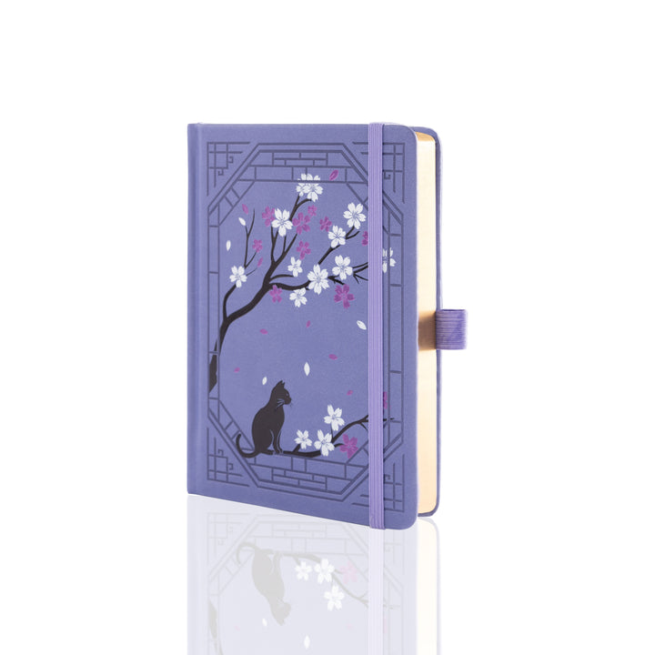 B6 Sakura &amp; Cat Notebook - Deep Purple