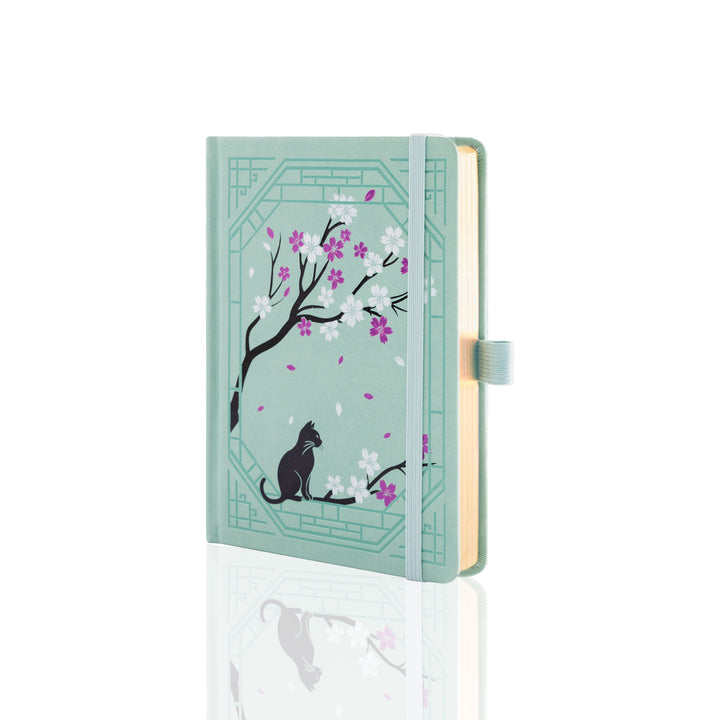 B6 Sakura &amp; Cat Notebook - Light Green