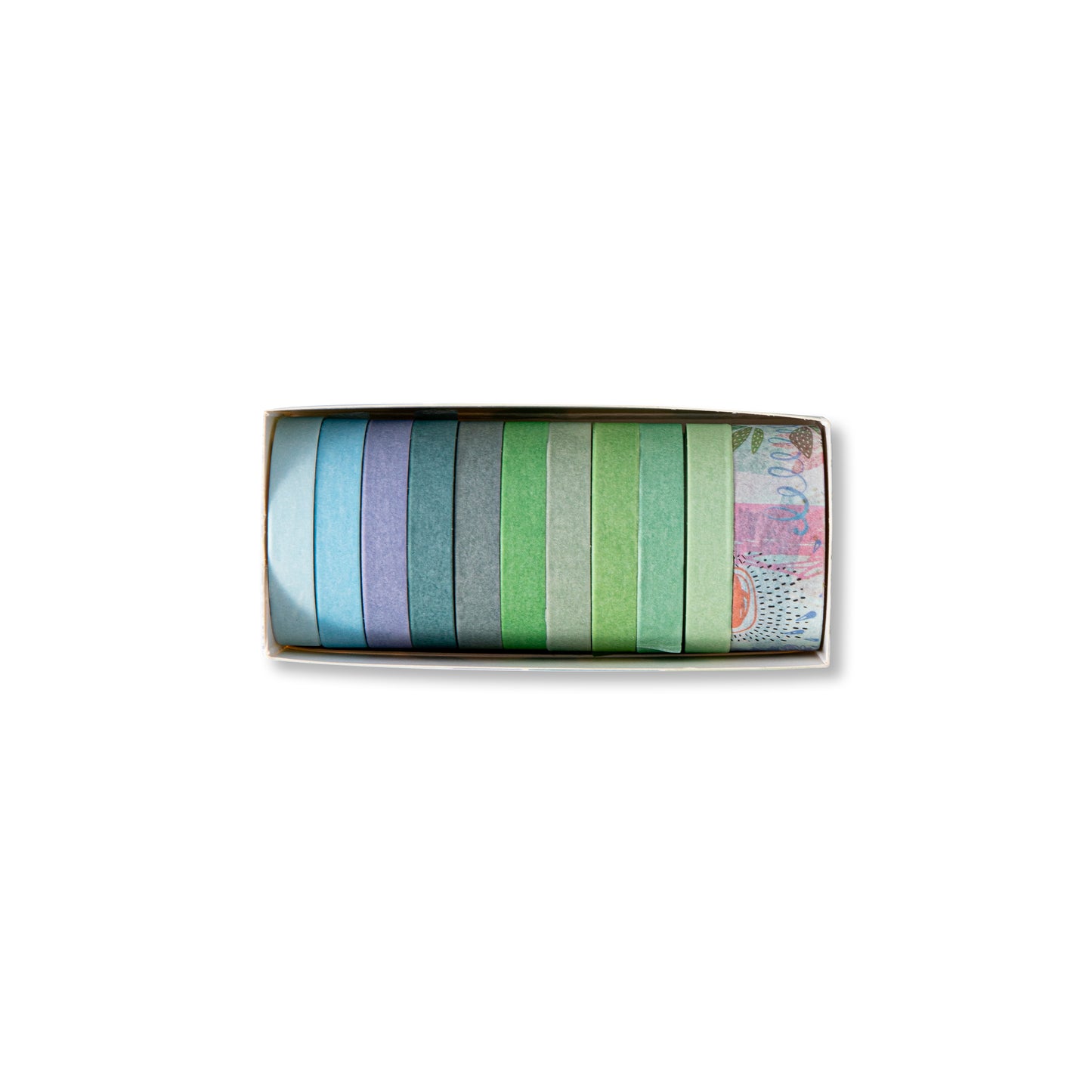 Basic Solid Color Washi Tape - Lake - Set of 11