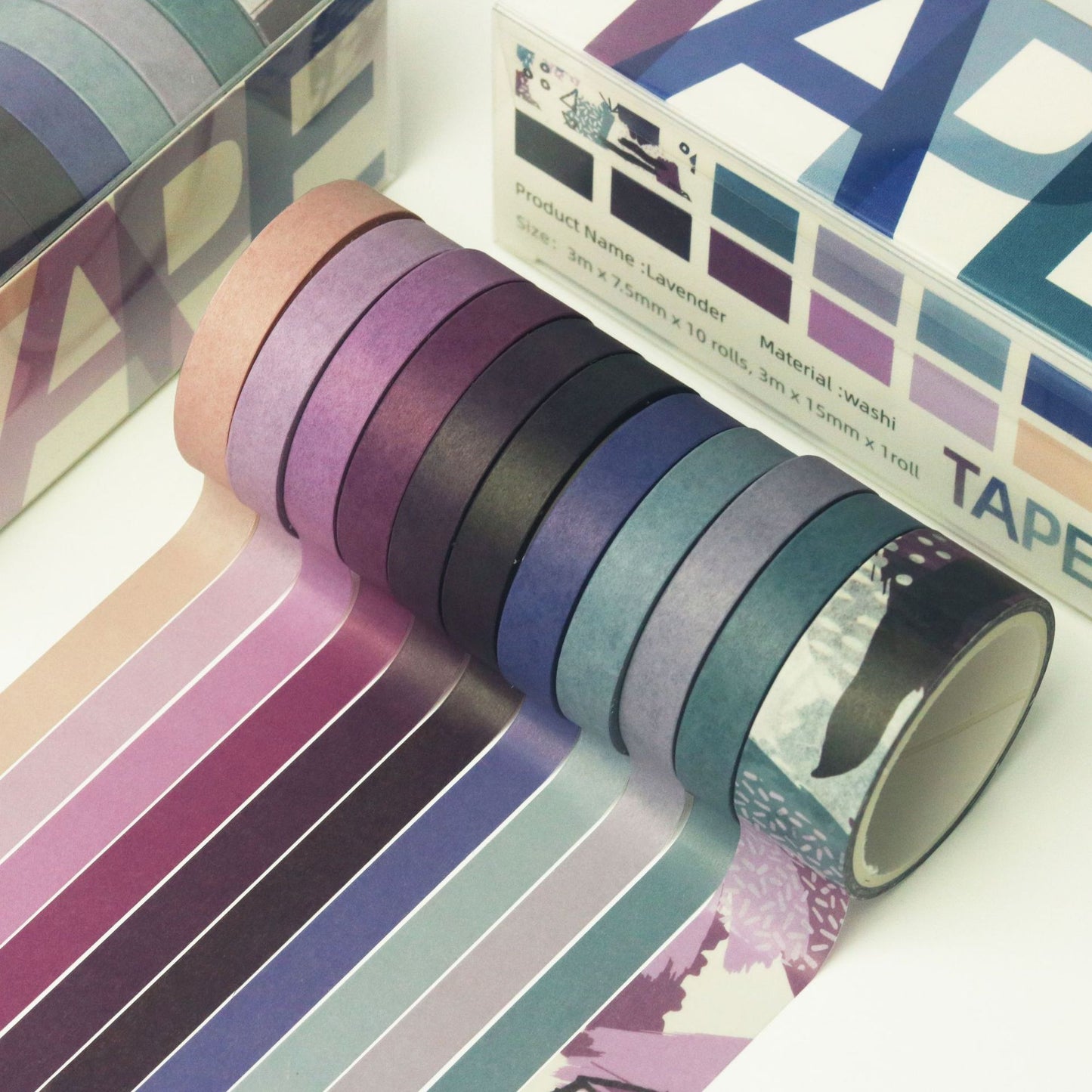 Basic Solid Color Washi Tape - Lavender - Set of 11