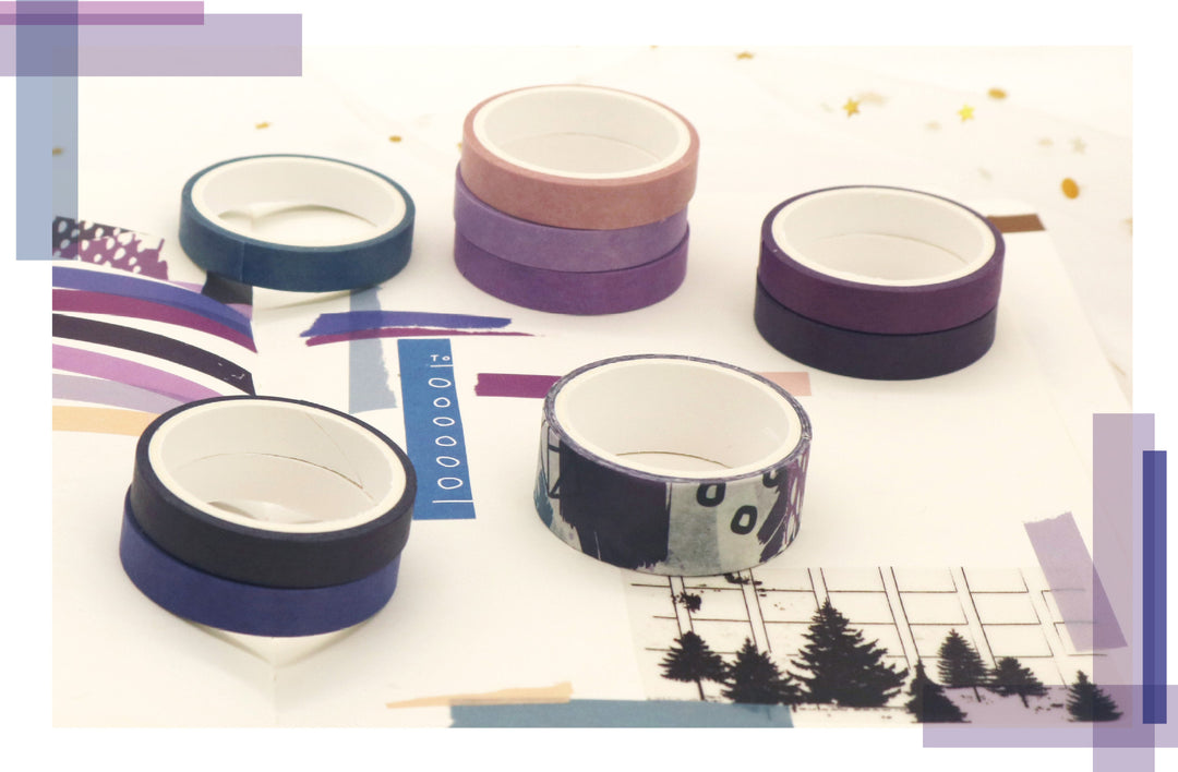 Basic Solid Color Washi Tape - Lavender - Set of 11