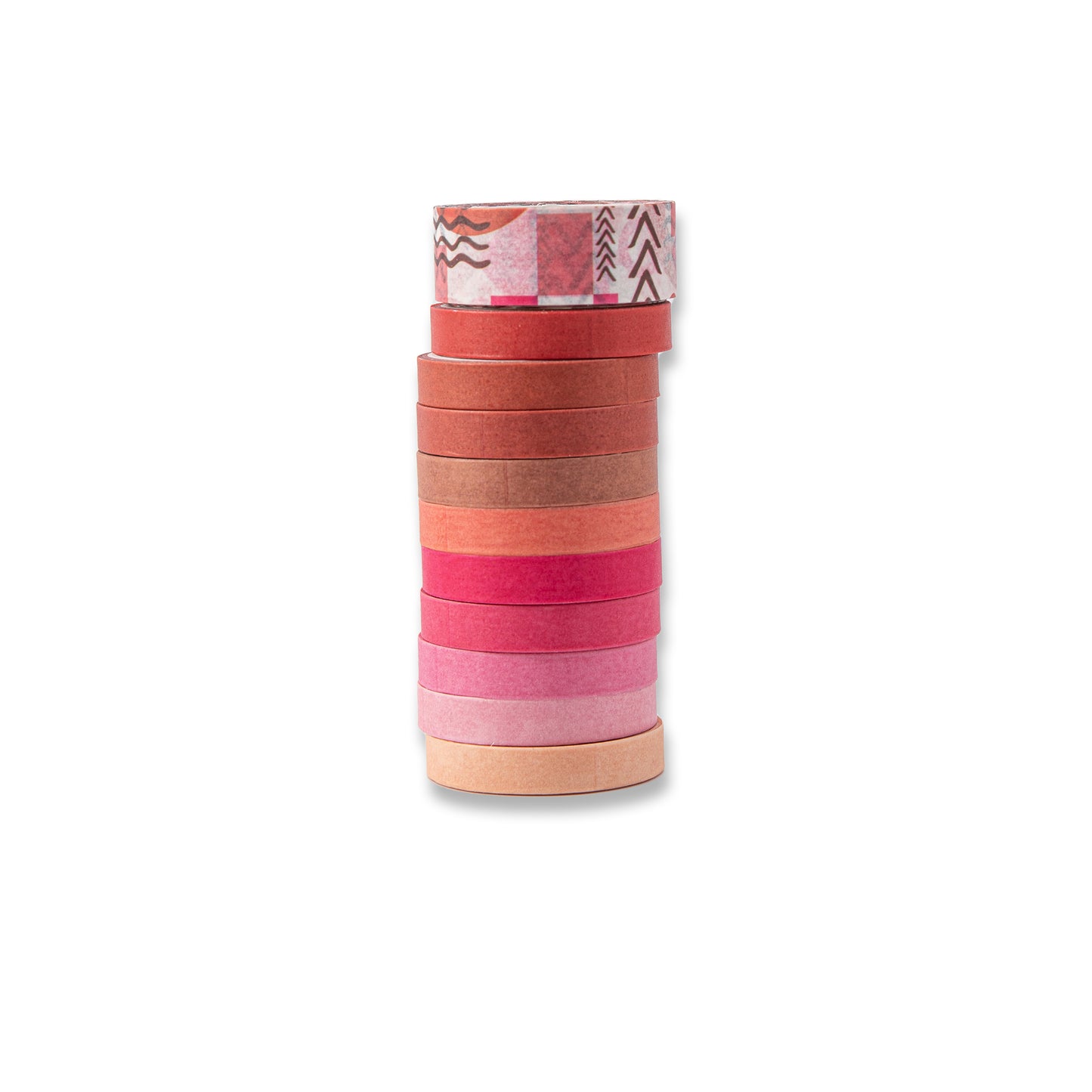 Basic Solid Color Washi Tape - Passion - Set of 11