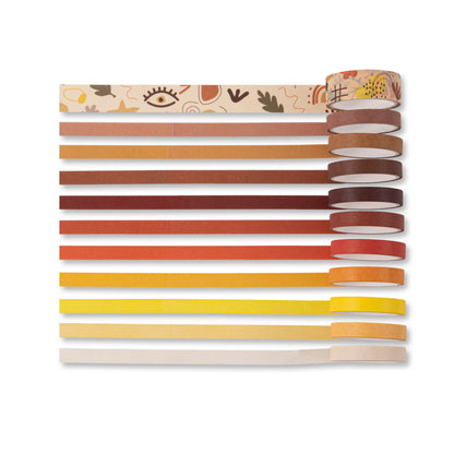 Basic Solid Color Washi Tape - Sunset - Set of 11