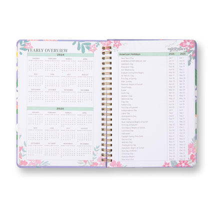 Blooming Flowers Spiral Daily Planner - A5 - Purple