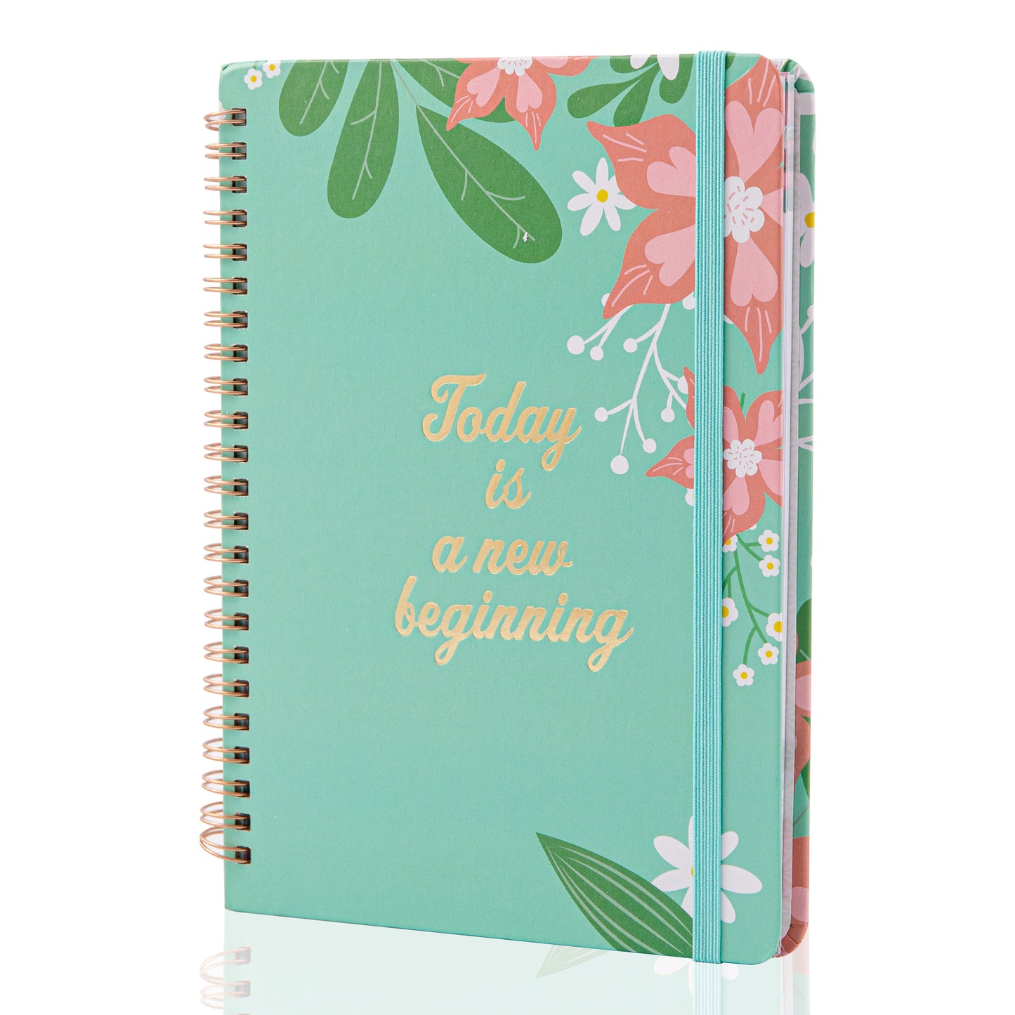 Blooming Flowers Spiral Daily Planner - A5 - Green