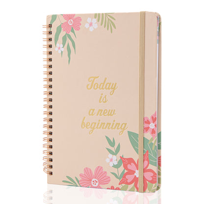 Blooming Flowers Spiral Daily Planner - A5 - Yellow