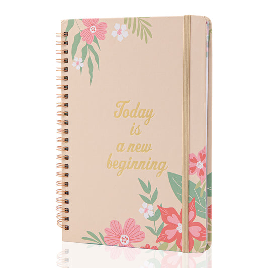 Blooming Flowers Spiral Daily Planner - A5 - Yellow