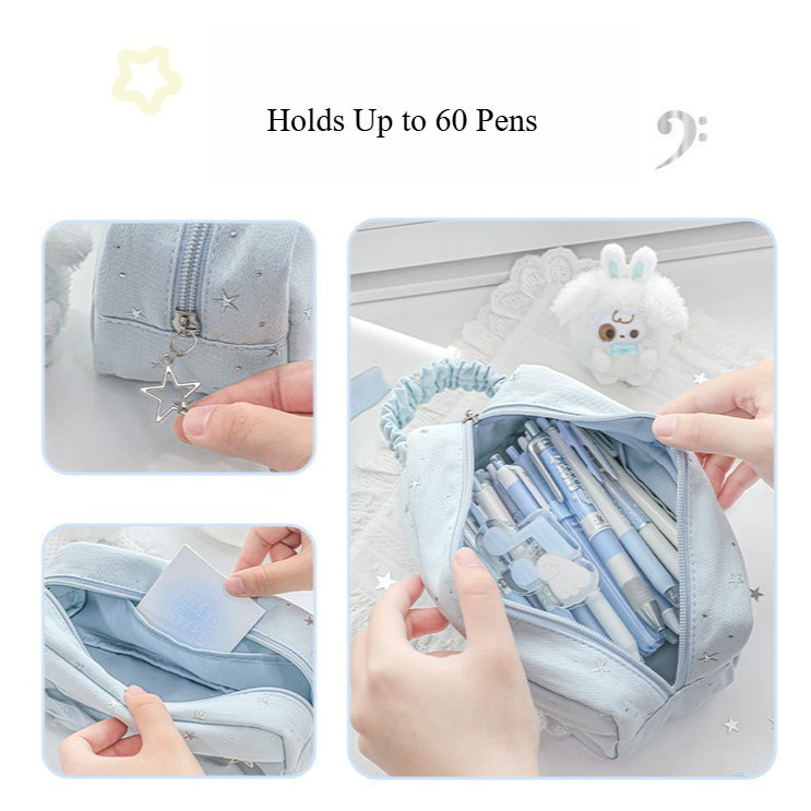 Blue Star Lace Pencil Case