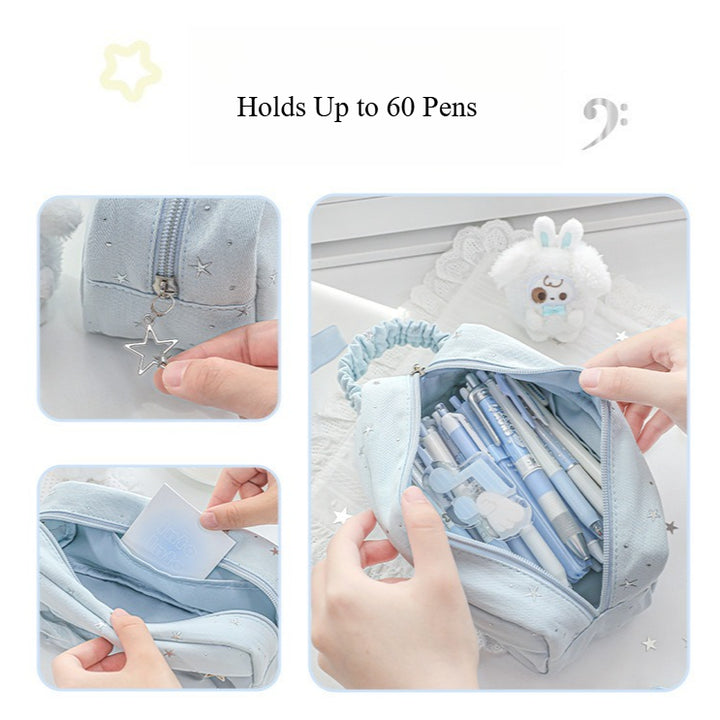 Blue Star Lace Pencil Case