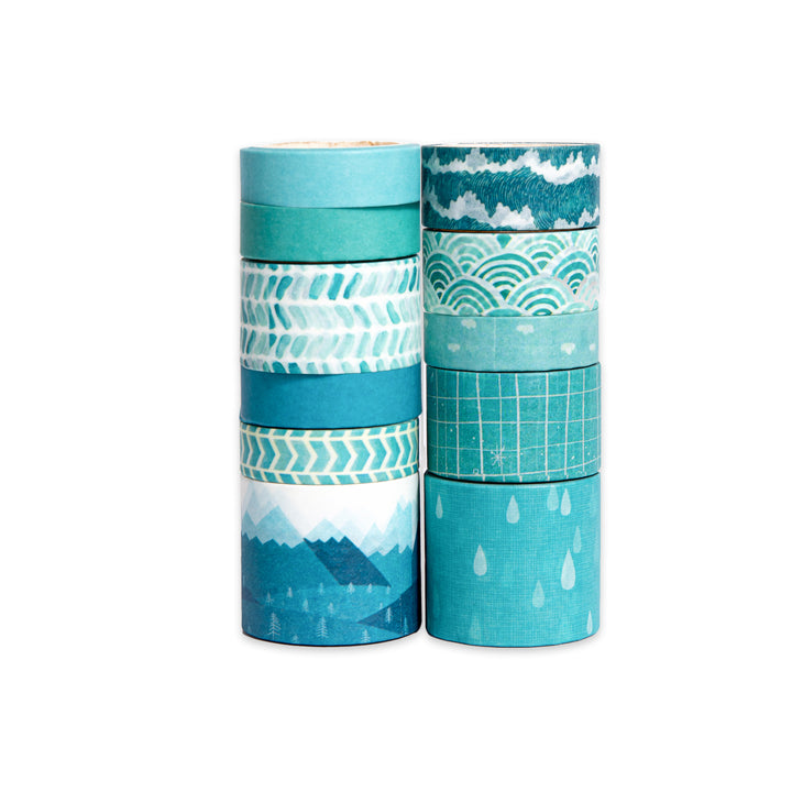 Blue Track Washi Tape - Set of 12
