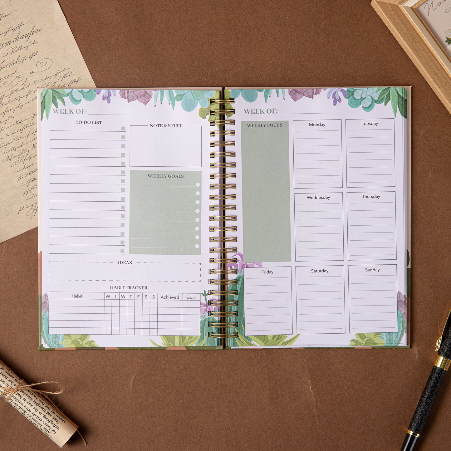 Cactus Weekly Planner - A5 -  Sand Yellow