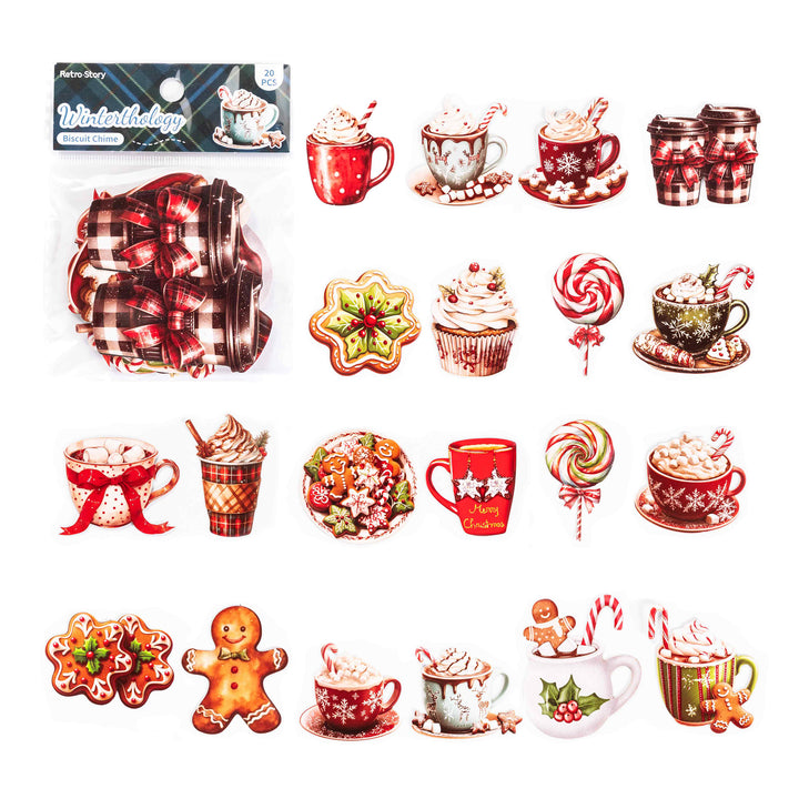 Christmas Biscuit Chime Stickers - 20 Pcs