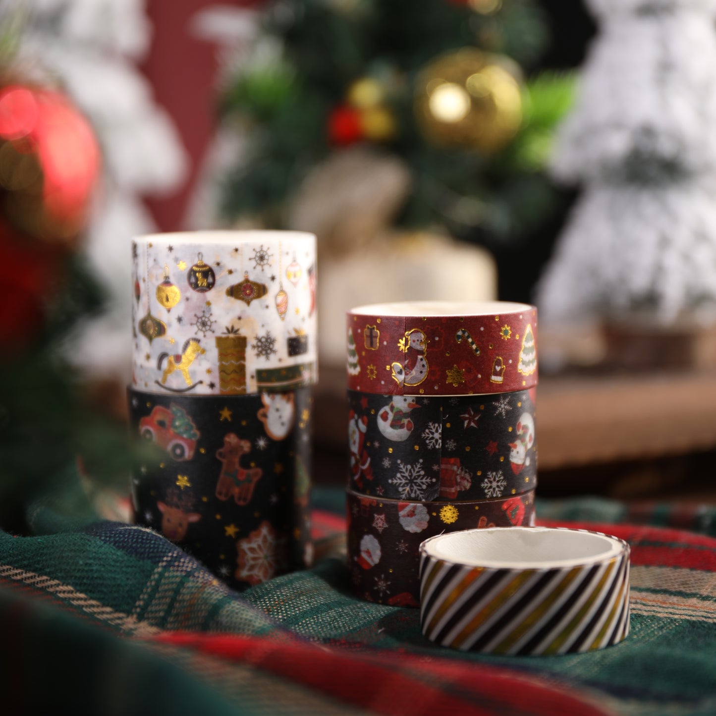 Christmas Black Washi Tape - Set of 6