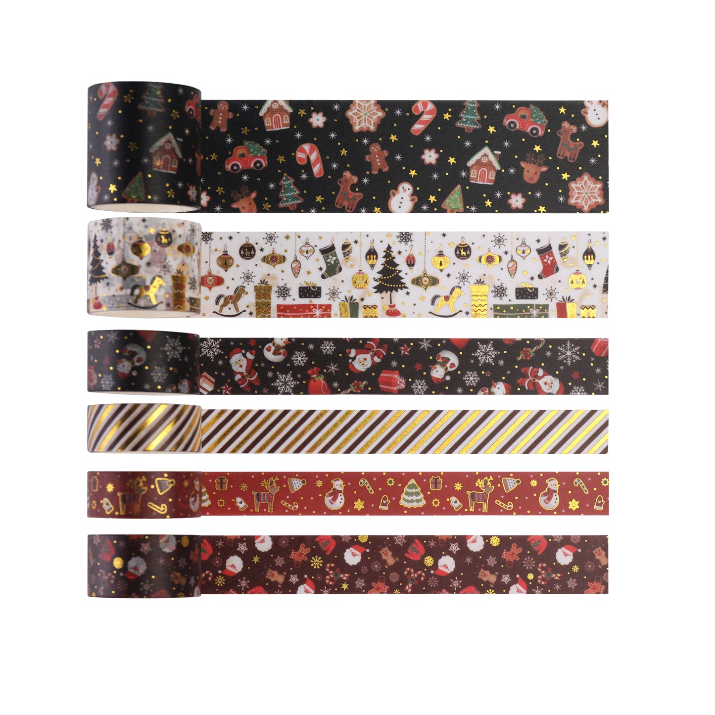 Christmas Black Washi Tape - Set of 6