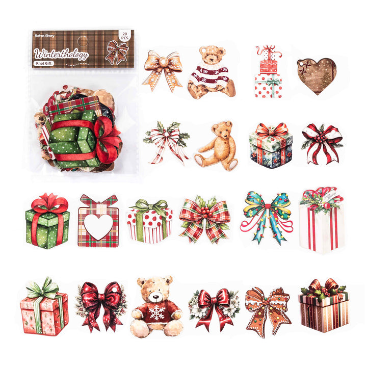 Christmas Knot Gift Stickers - 20 Pcs