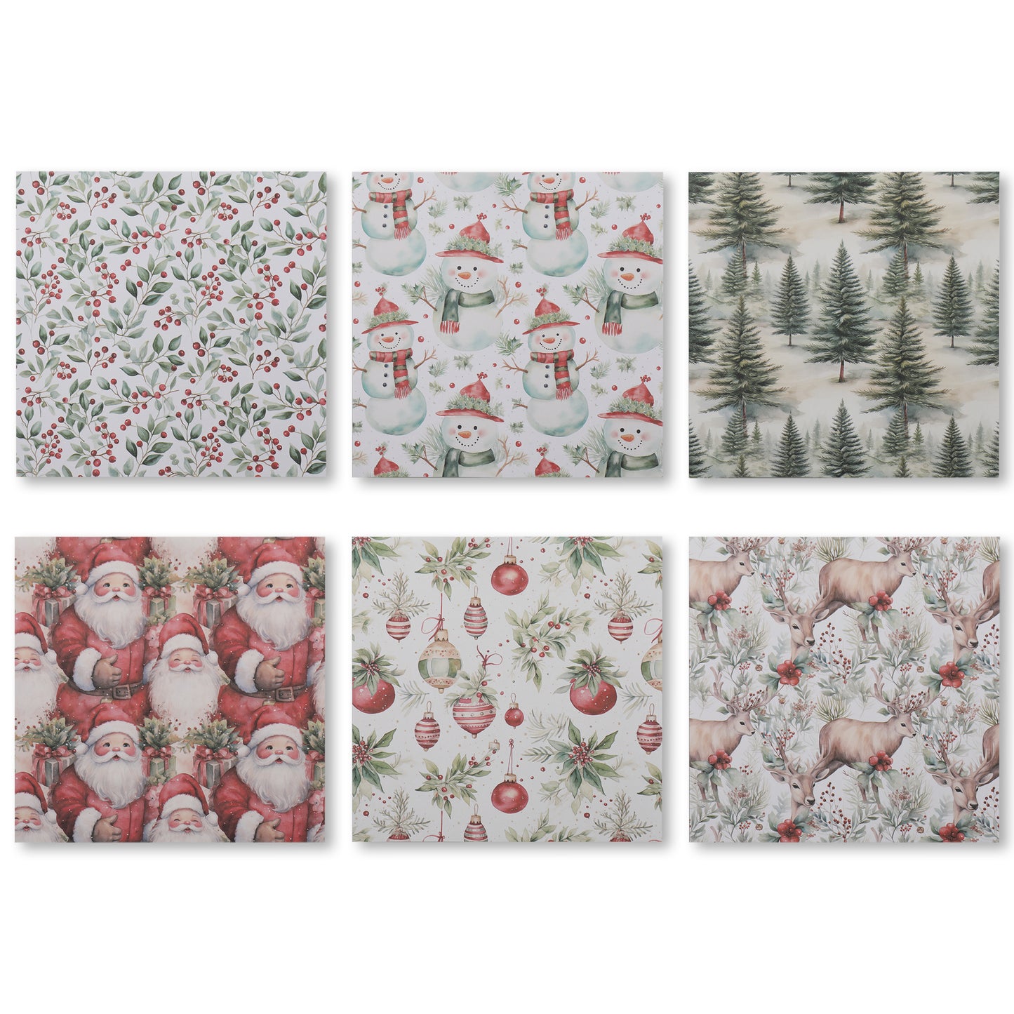 Christmas Santa Claus Scrapbook Paper - 12 Sheets