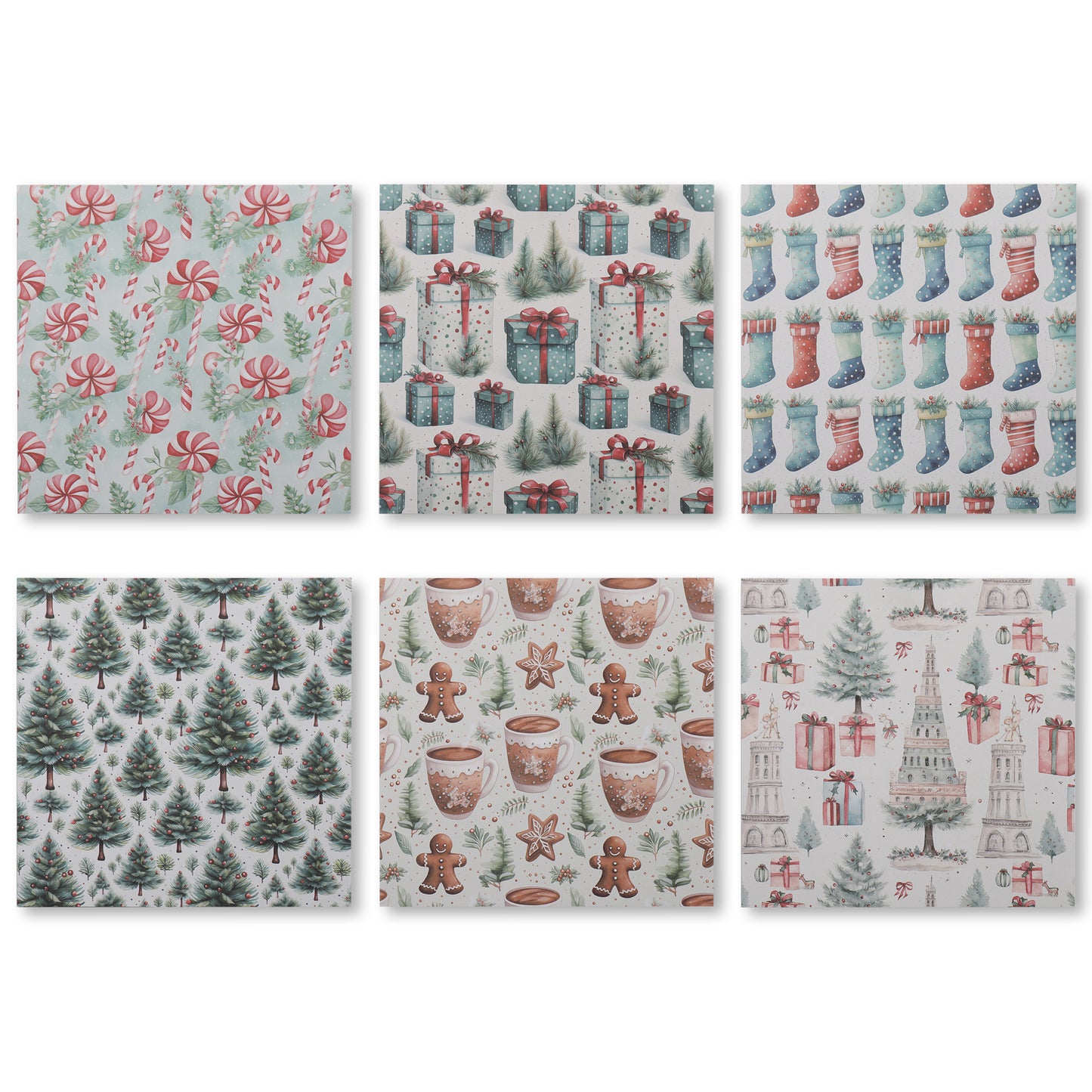 Christmas Santa Claus Scrapbook Paper - 12 Sheets