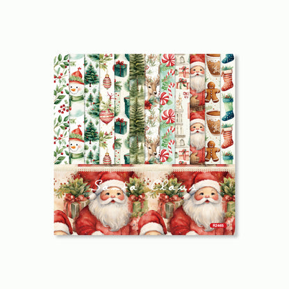 Christmas Santa Claus Scrapbook Paper - 12 Sheets