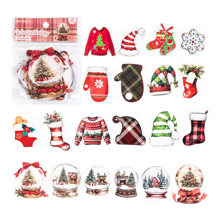 Christmas Snowdome Stickers - 20 Pcs