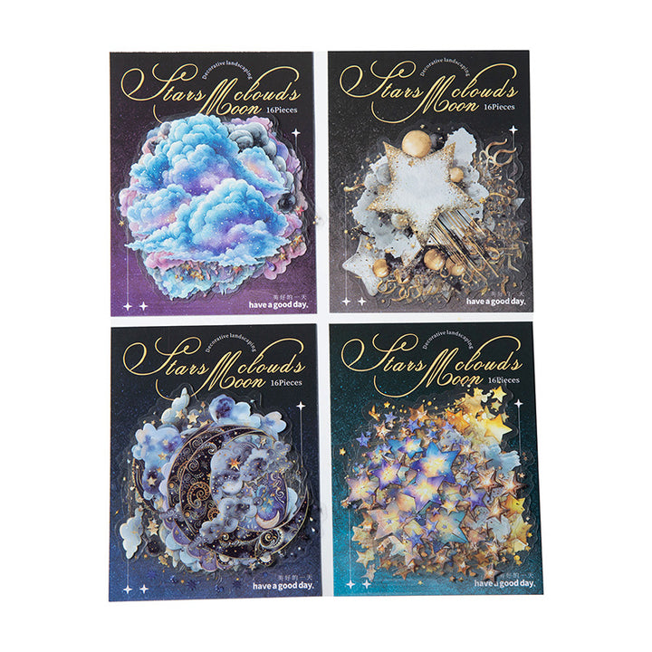 Cloud Moon &amp; Star PET Stickers