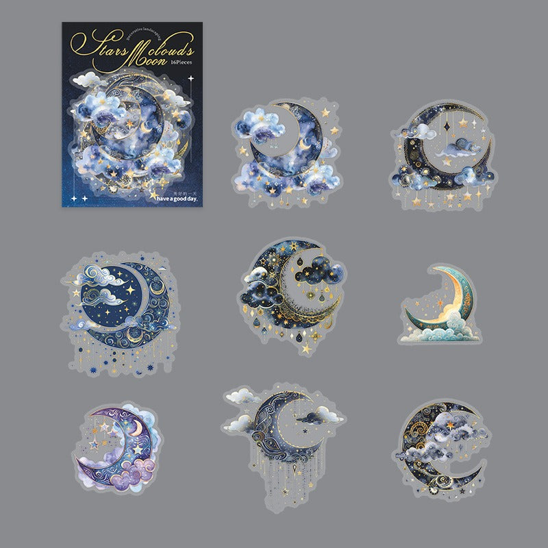 Cloud Moon &amp; Star PET Stickers