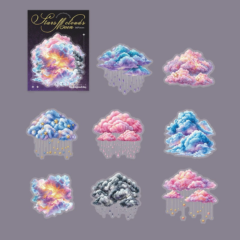 Cloud Moon &amp; Star PET Stickers