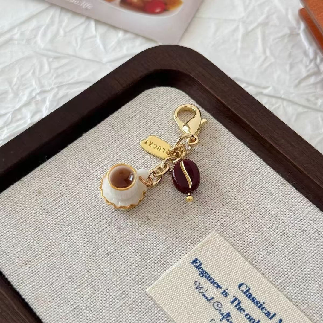 Coffee Bean Lobster Clasp Keychain