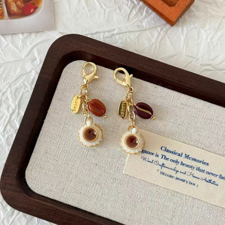 Coffee Bean Lobster Clasp Keychain